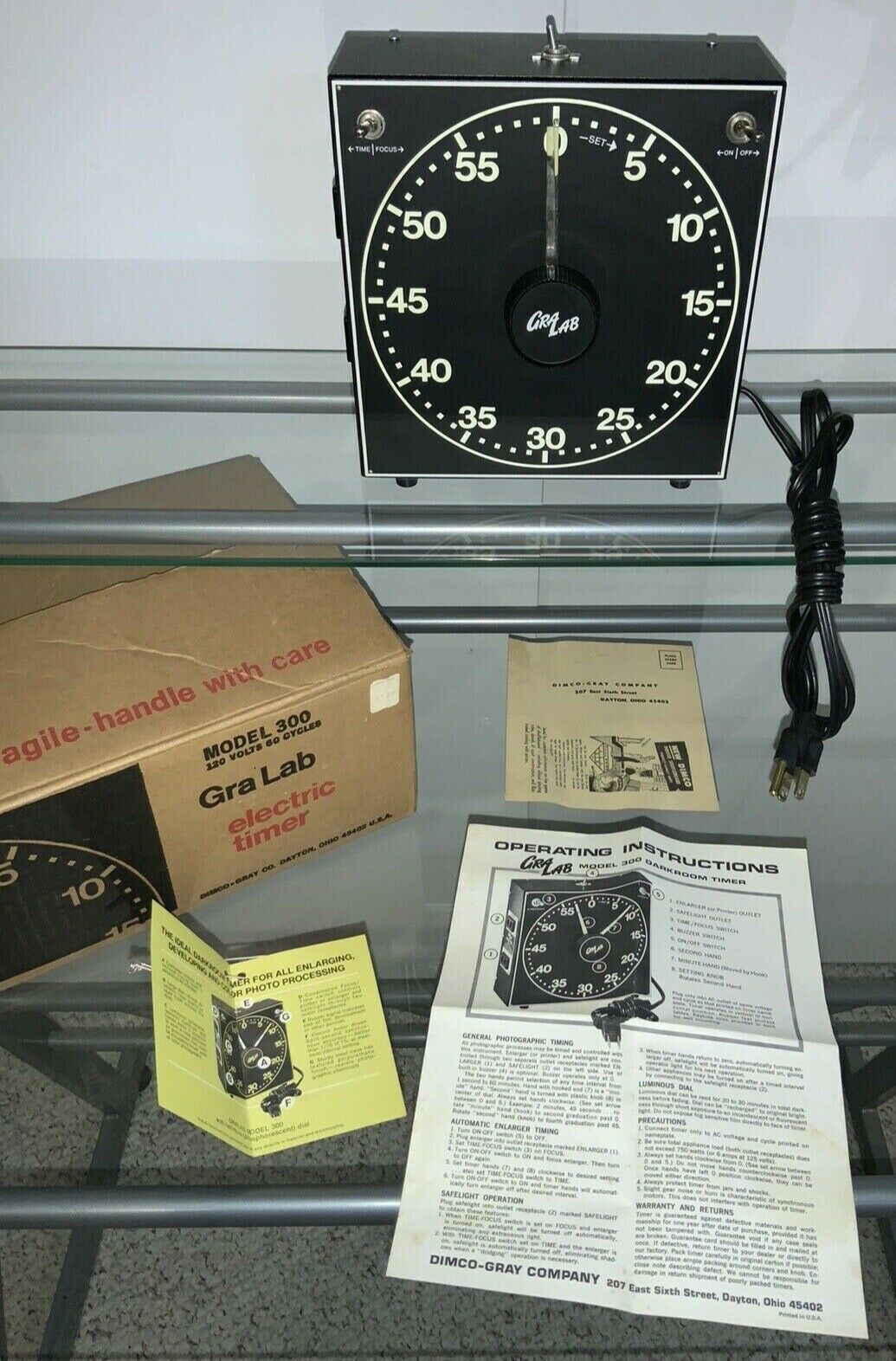 New In Box Unused Vintage Gralab 300 Electric 60 Min Timer Darkroom Mint