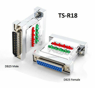 Rs232 Db25 Male/female 18 Led Multi-line Status Tester Adapter, Ts-r18